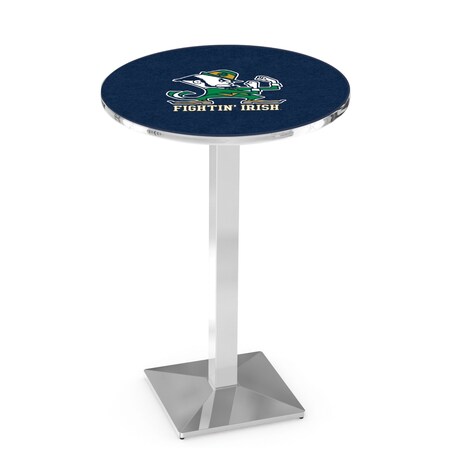 Holland Bar Stool Co 42" Chrome Notre Dame Leprechaun Pub Table, 36" dia. Top L217C4236ND-Lep